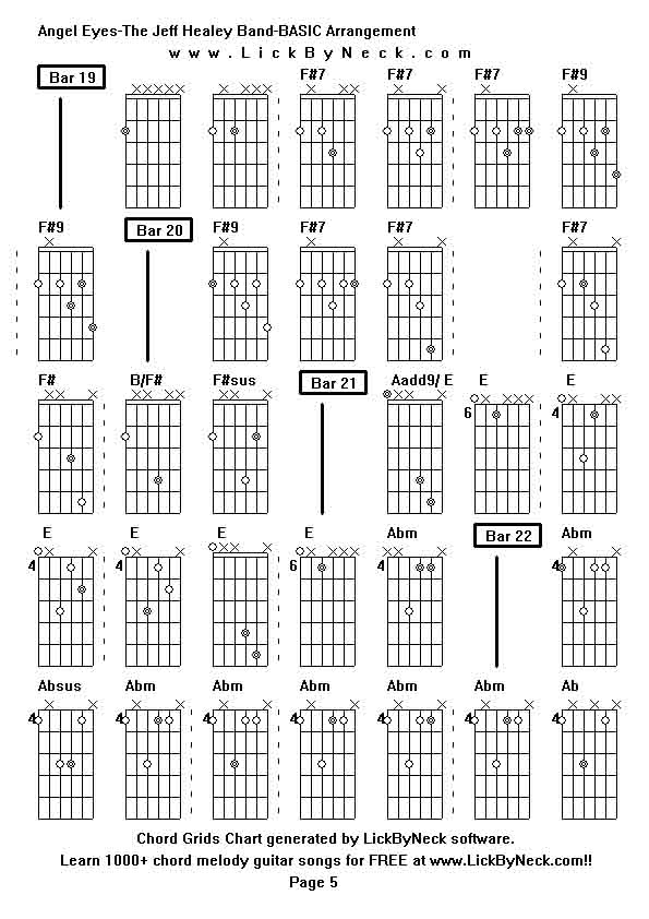 Chord Grids Chart of chord melody fingerstyle guitar song-Angel Eyes-The Jeff Healey Band-BASIC Arrangement,generated by LickByNeck software.